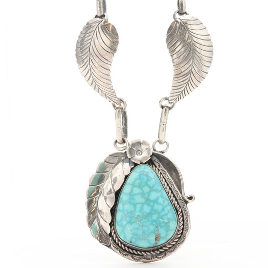 Southwestern Style Sterling Silver Turquoise Necklace