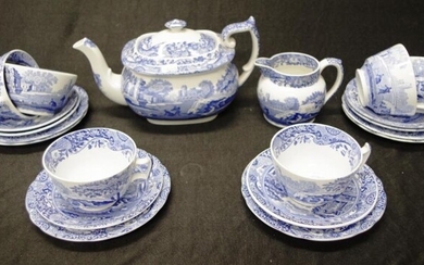Spode "Blue Italian" earthenware teaset to include 6 each,...