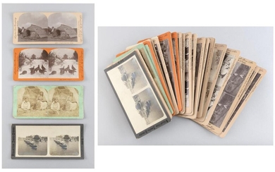 TWENTY-EIGHT STEREOGRAPH CARDS 1-4) Four pertaining to the...