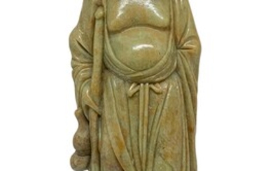 Statuetta cinese in pietra saponaria raffigurante Jurojin dignità “Dio della...