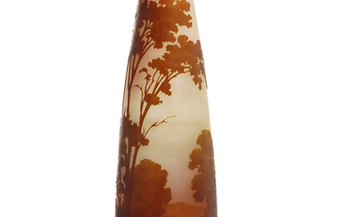 TABLISSEMENTS GALL (1904-1936) Vase fusel en verre multicouche brun sur...