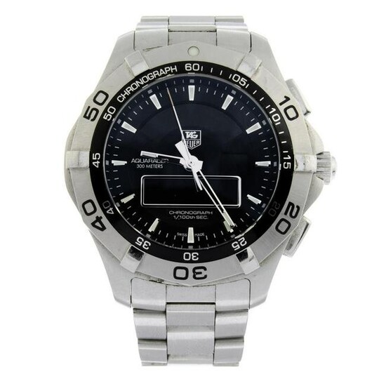 TAG HEUER - an Aquaracer 300M Chronotimer bracelet watch. Stainless steel case with calibrated