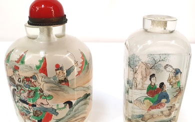 TWO CHINESE GLASS SNUFF BOTTLES
