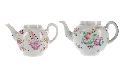 TWO LATE 18TH CENTURY ENGLISH PORCELAIN TEAPOTS