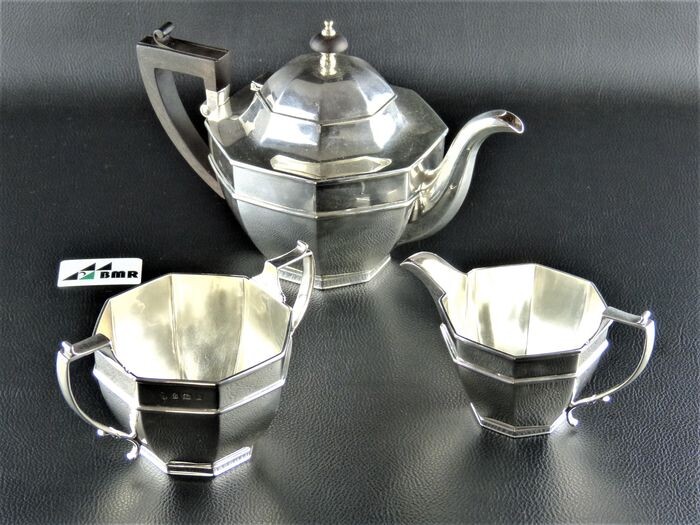 Tea service, Centerpiece tea service, three-part (1) - .925 silver - Thomas Edward Atkins 1910 - England - Early 20th century