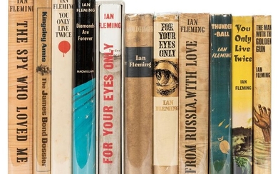 Ten Early James Bond Book Club Editions.