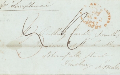The Toulmin Packet Service Australia to U.K. Voyage 21 1847 (1 July) missionary entire letter f...