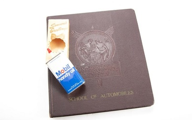 This lot consists of two Items: A vintage Manual titled "School of Automobiles". From front to back