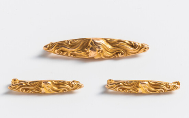 Three 14kt Gold Art Nouveau Lingerie Pins