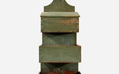 Three-tiered painted pine wall box, first half 19th