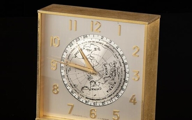 Tiffany & Co. Gilt World Time Desk Clock