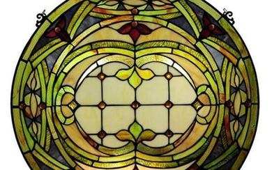 Tiffany-style Round Art Glass Window