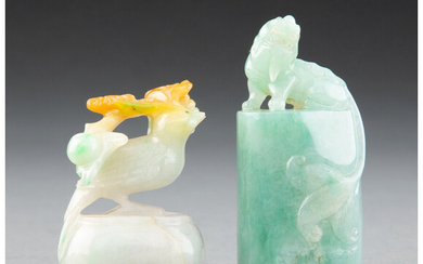 Two Chinese Carved Jadeite Seals