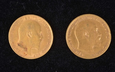 Two Edward VII Gold Half Sovereigns
