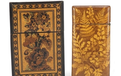 Two Victorian calling card cases including a Tunbridge