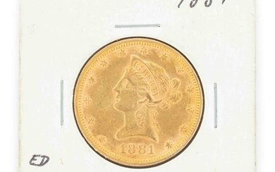 UNITED STATES GOLD 1881 LIBERTY HEAD EAGLE TEN DOLLAR COIN