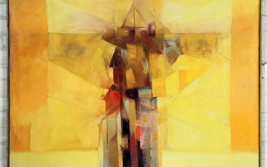 UNTITLED YELLOW ABSTRACT OIL ON CANVAS