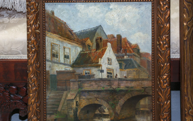 Unknown Artist. Canal Scene, Zutphen, oil