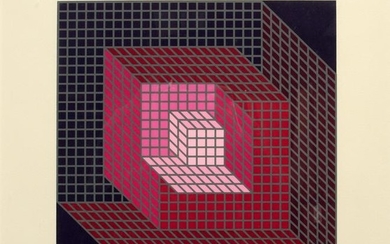 VICTOR VASARELY SERIGRAPH ON PAPER, H 12", W 12"