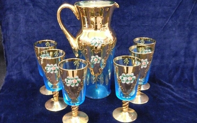 Venetian Glass Pitcher & Goblets