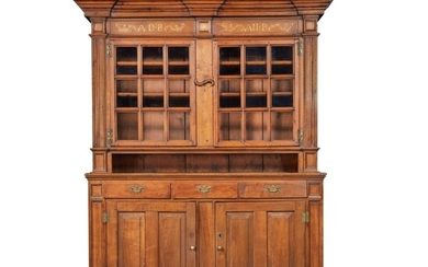 Very Fine and Rare Chippendale Sulfur-Inlaid Walnut Stepback Cupboard, Lebanon County, Pennsylvania, Dated 1770