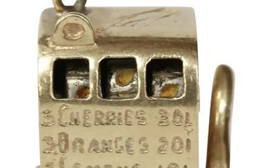 Vintage 14K Yellow Gold Movable Slot Machine Charm Pendant