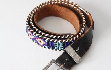 Vintage 50S Beaded Leather Belt