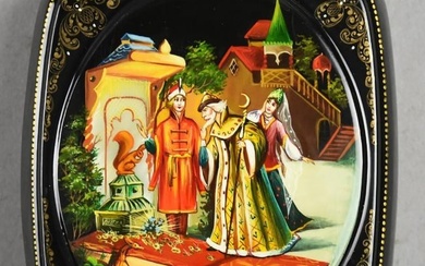 Vintage Tale of Tsar Saltan Russian Lacquer Signed Box
