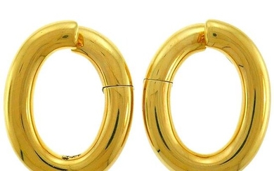 Vintage Yellow Gold Hoop Earrings Italy Clip-On, 1980s
