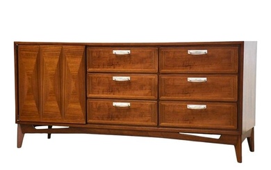 Walnut Long Mid Century Dresser
