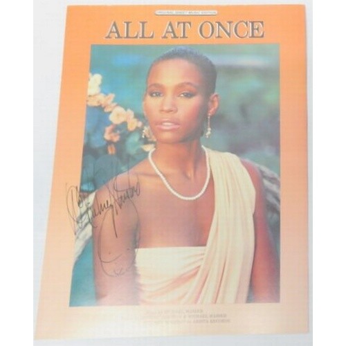 Whitney Houston signed All At Once Sheet Music