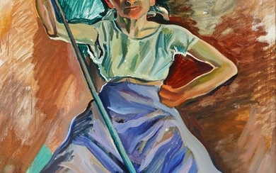 William Scharff: Komposition with marshwoman. Signed W. Scharff, 1926. Oil on canvas. 126×94 cm.