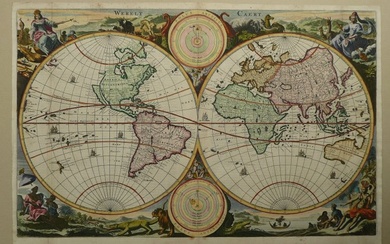 World, Map - Continents; Daniel Stoopendael / Pieter Keur - Werelt Caert - 1681-1700
