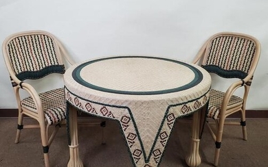 Woven Rattan Table & 2 Chairs