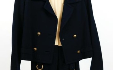 YVES ST. LAURENT Navy & Cream Dress & Jacket