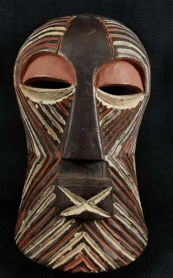 Zaire African Baluba Wooden Facial Mask A