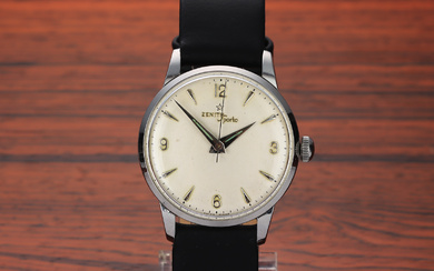 Zenith 'Sporto'. Vintage men's watch in steel with silver dial, approx. The 1950s
