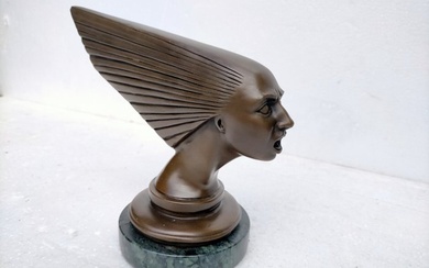 bronze Art Deco car mascot "Spirit of the wind". - bronze marble