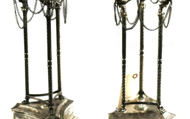 (lot of 2) Neoclassical style silverplate tripod stands