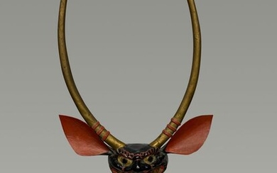 samurai helmet ONI maedate - Lacquered wood - Japan - Late Edo period