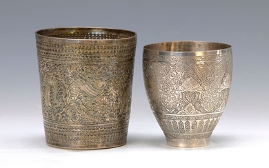 two silver beakers, India/Persia, engraved: 84 silver,...