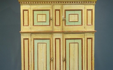 (-), zeldzame Staphorster beschilderde 4-deurskast met paneeldeuren, versierd...