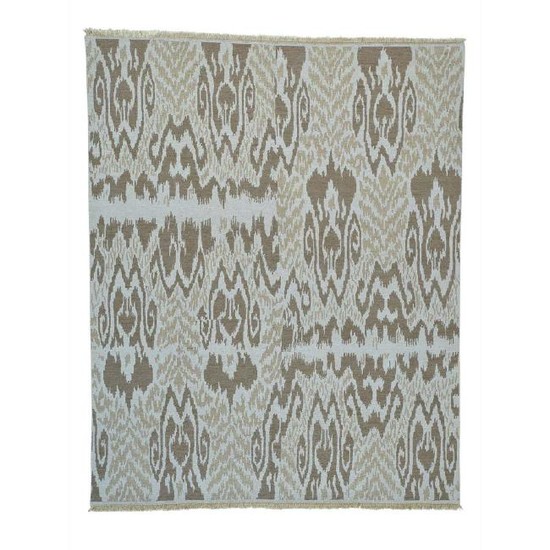 Hand Woven Flat Weave Soumak Pure Wool Ikat Design Rug
