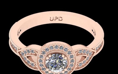 0.71 Ctw VS/SI1 Diamond 14K Rose Gold Engagement Halo Ring