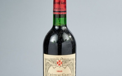 1 bouteille de Château Gazin 1969, 1 grand cru Pomerol. Belle étiquette. Niveau normal. Provenance...