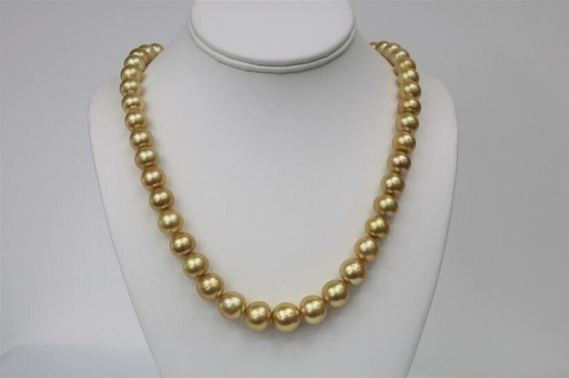 10-13mm South Sea Golden Button Necklace with Gold