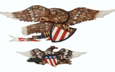 (2) CARVED WOODEN EAGLE PLAQUES