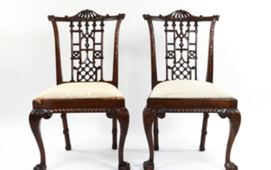 CHINESE CHIPPENDALE STYLE CARVED MAHOGANY CHAIRS