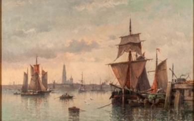 L. Prerette (French, 19th Century) Copenhagen Harbor