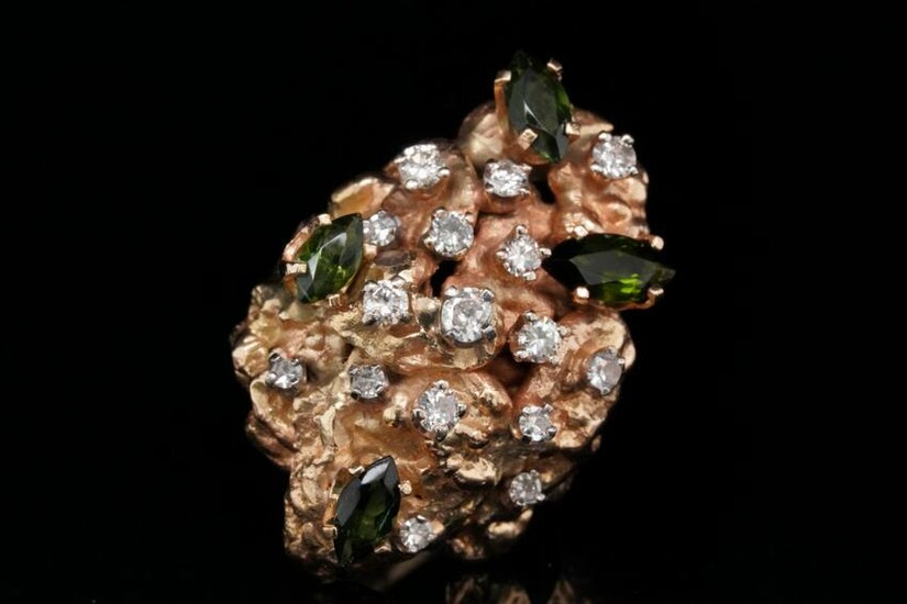 1.25ctw Green Tourmaline, 0.75ctw Diamond 18K Ring